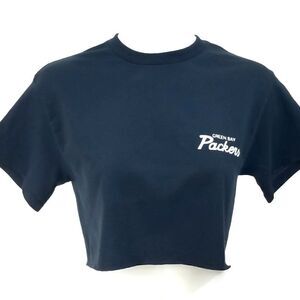 Green Bay Packers Double Script Retro Logo NFL "Cropped" Crop Top Football Tee